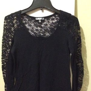 Black Lace Long Sleeve Shirt